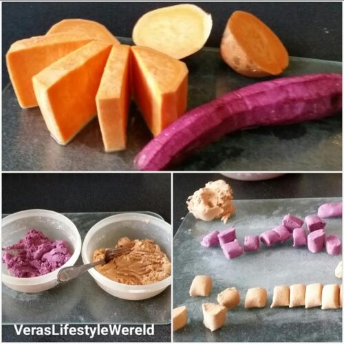 Chinese rijstepap met zoete aardappelen - koken op kleur