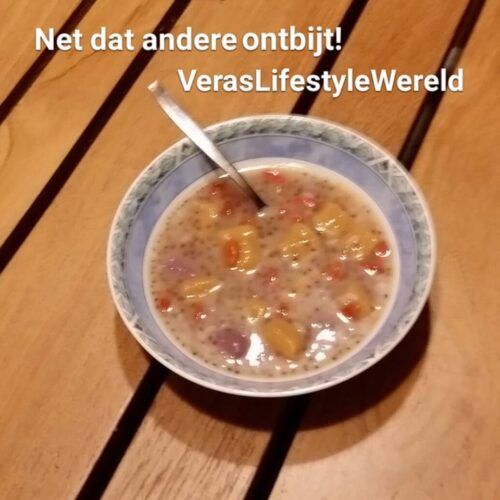 Regenboog congee | Chinese rijstepap met zoete aardappelen