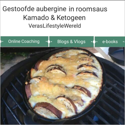 Gestoofde aubergine en zoete aardappelen in roomsaus | Barbecue bijgerecht