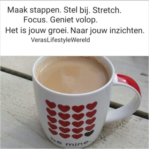 Maak stappen. Stel bij. Stretch. Focus. Geniet volop. Het is jouw groei. Naar jouw inzichten.