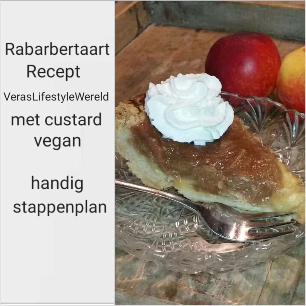 Recept romige suikerarme vegan rabarbertaart met custard