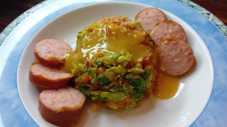 Andijviestamppot met zoete aardappel recept
