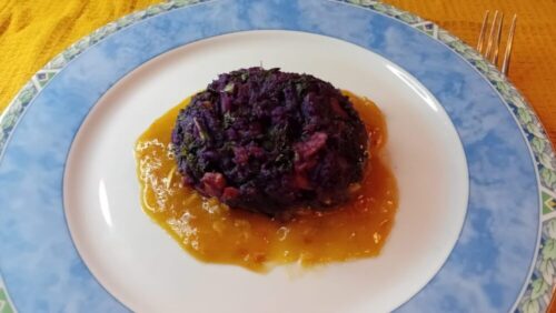 Recept boerenkoolstamppot met paarse zoete aardappelen