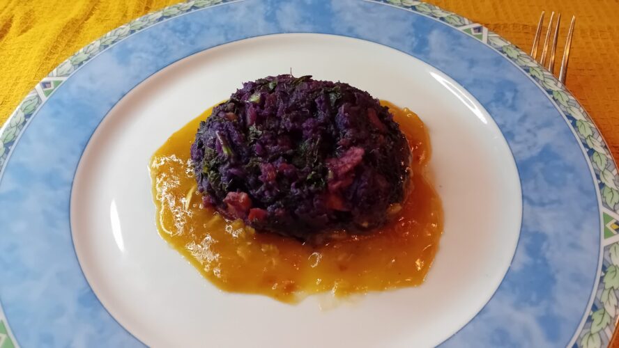 Recept boerenkoolstamppot met paarse zoete aardappelen